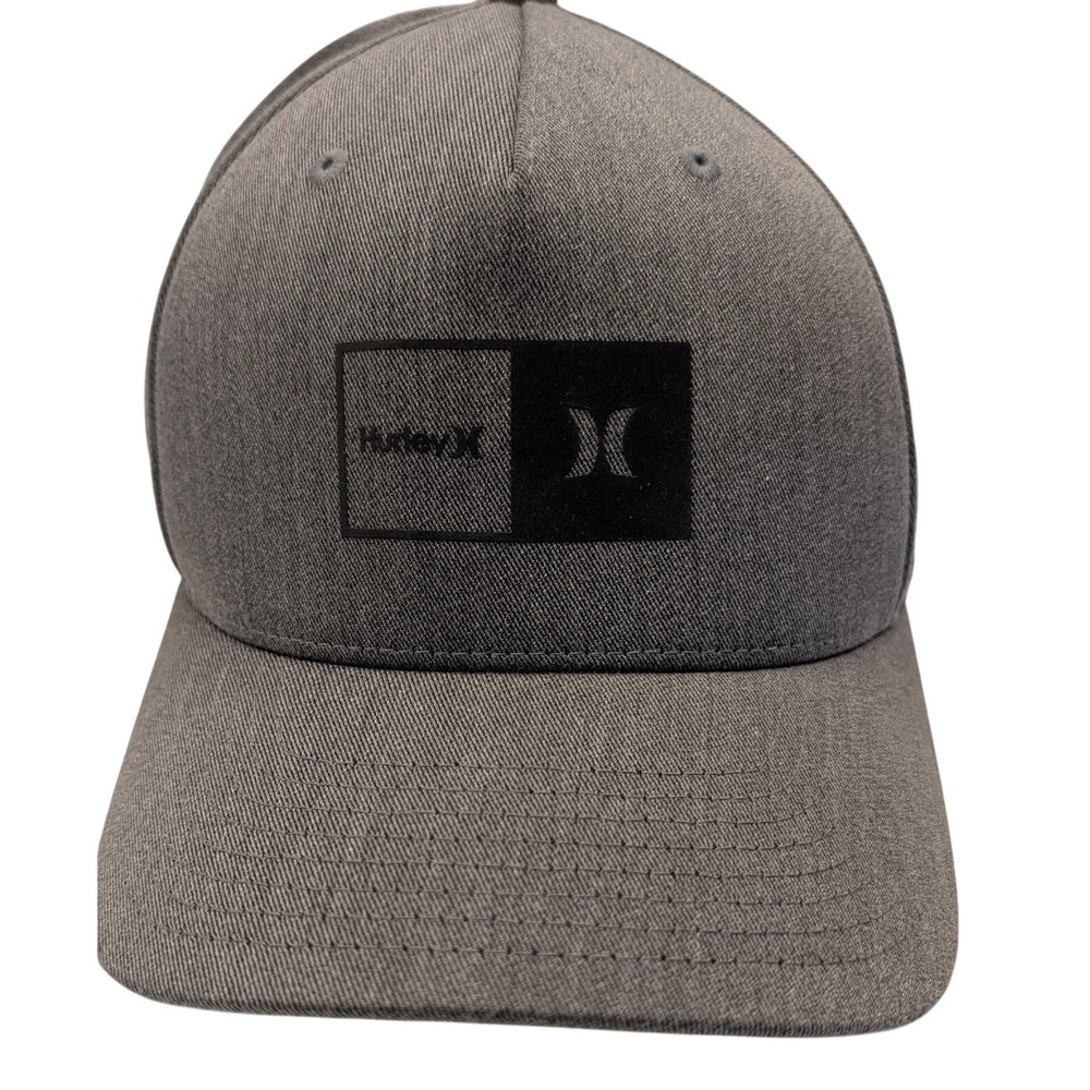 Hurley Flexfit Baseball Cap Gray L XL Embroidered Logo Baseball Hat Men